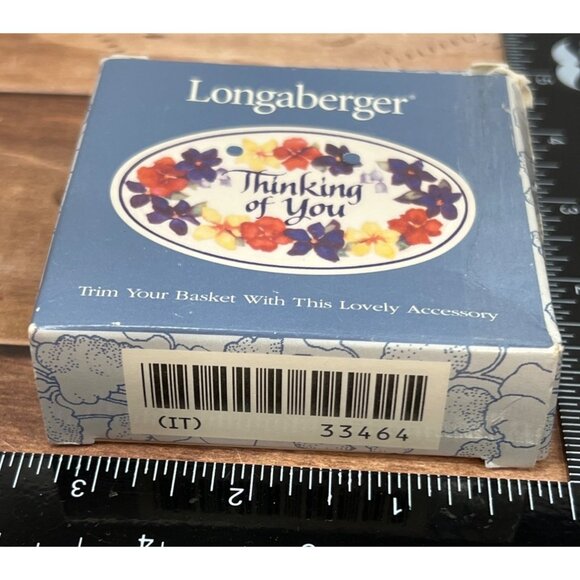 Longaberger Ceramic Basket Tie-On Accessory Floral Design 33464 THINKING OF YOU - Picture 3 of 6
